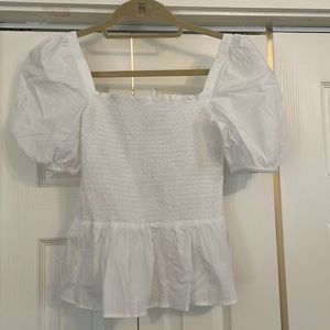 NWT French Connection White Smocked Top - Size S